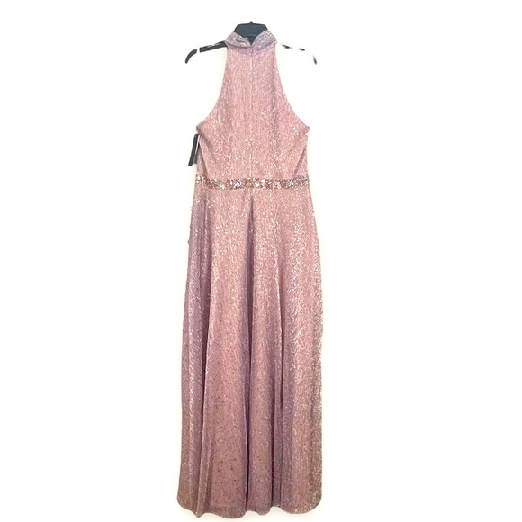 BETSY and Adam Metallic Pink and Gold Formal Prom Gown Dress *has pockets* - Picture 2 of 16